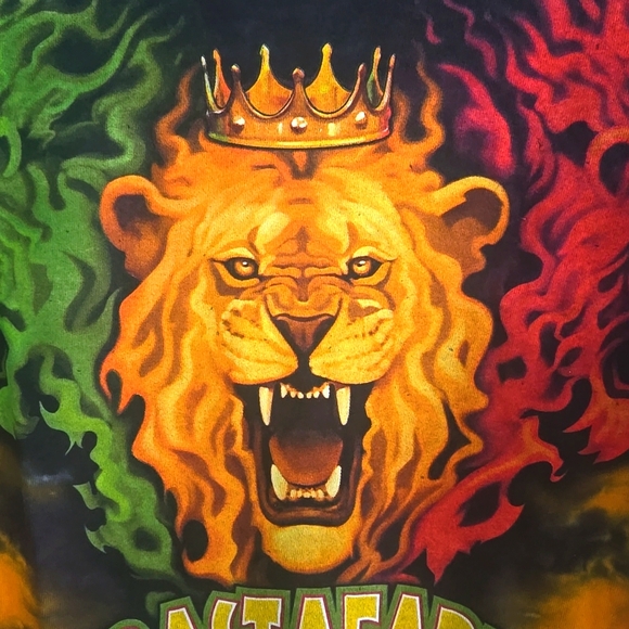Reggae Rastafari tie dye Jamaican Lion King Crown red orange yellow green Lions - Picture 2 of 6